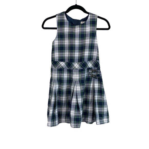 Land’s End Girl’s Green Plaid Jumper Dress - Picture 1 of 13